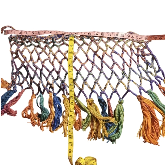 Handmade Crochet Swim Cover-up Fishnet Design Multicolor Rainbow Halter Crop-Top - Picture 17 of 17